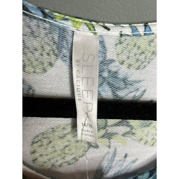 Sleep Cacique Lane Bryant Women's 14/16 Pineapple Night Dress Pockets NWT - Picture 8 of 15